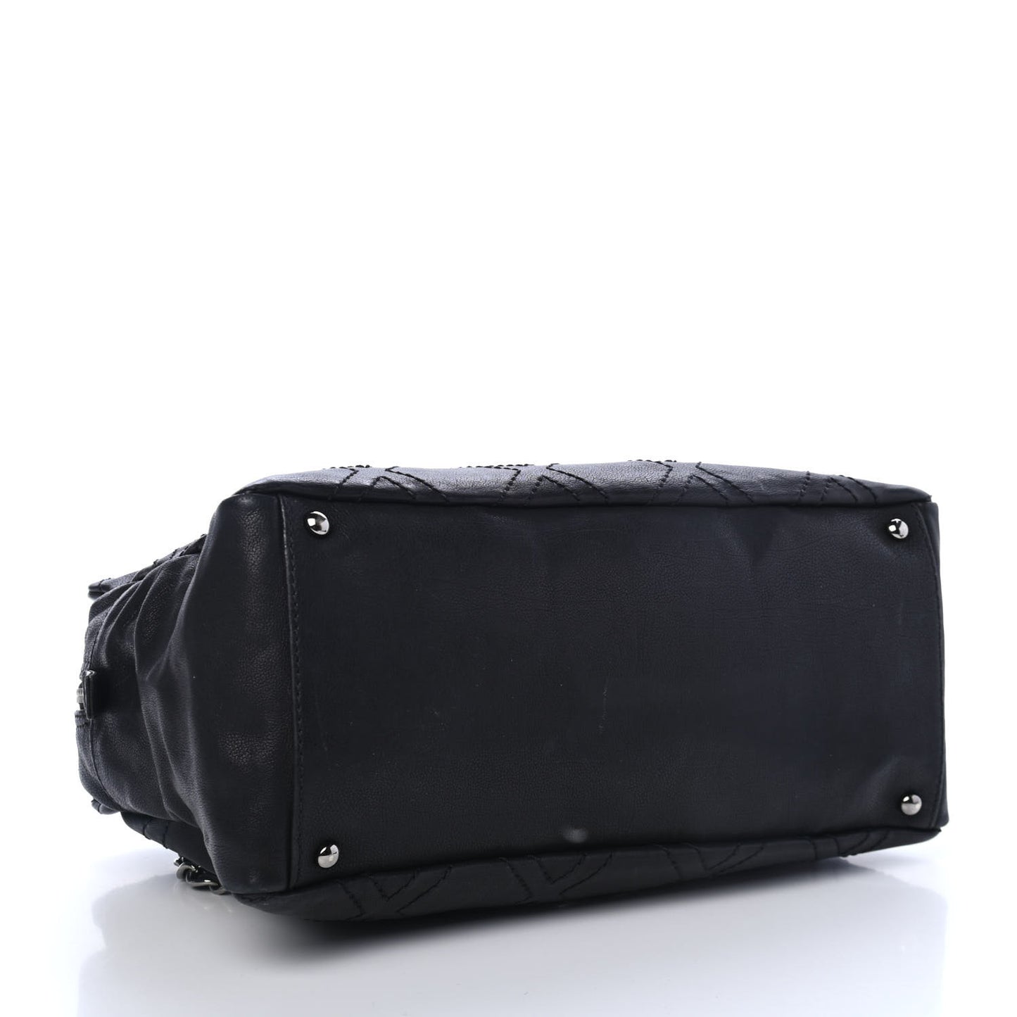 Calfskin Large Diamond Stitch Tote Black