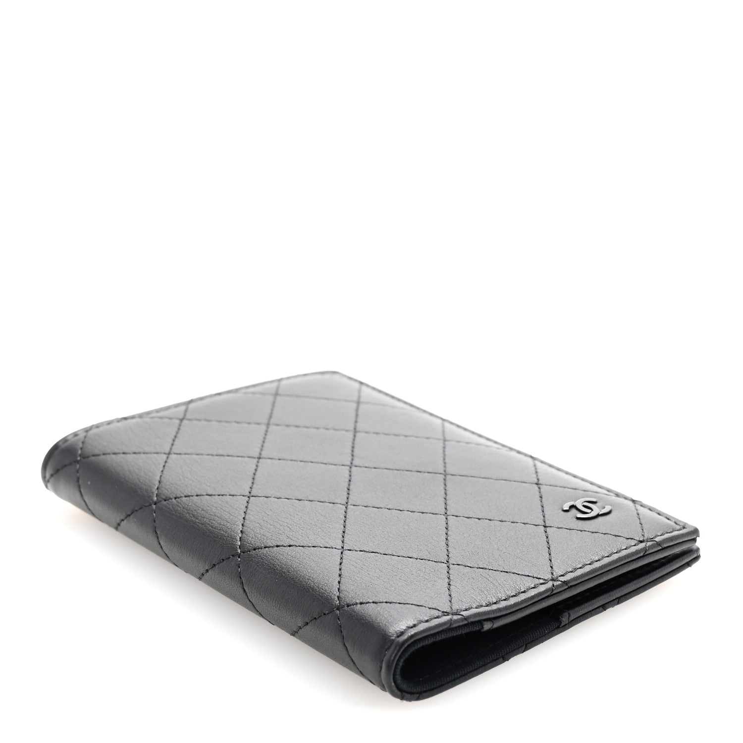 Chanel Grained Calfskin Quilted Passport Holder Wallet So Black 4 of 8