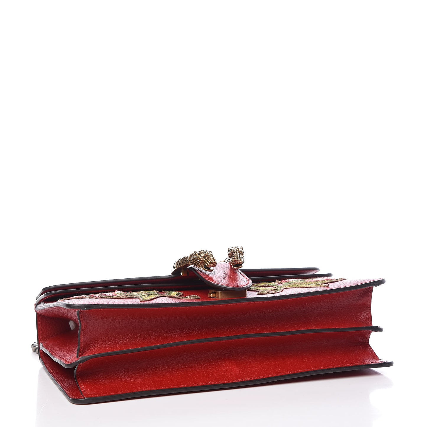 Calfskin Web Floral Embroidered Small Dionysus Shoulder Bag Hibiscus Red
