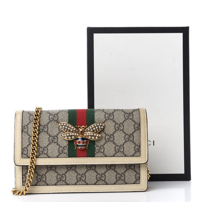 Gucci GG Supreme Monogram Web Queen Margaret Chain Wallet White 11 of 11