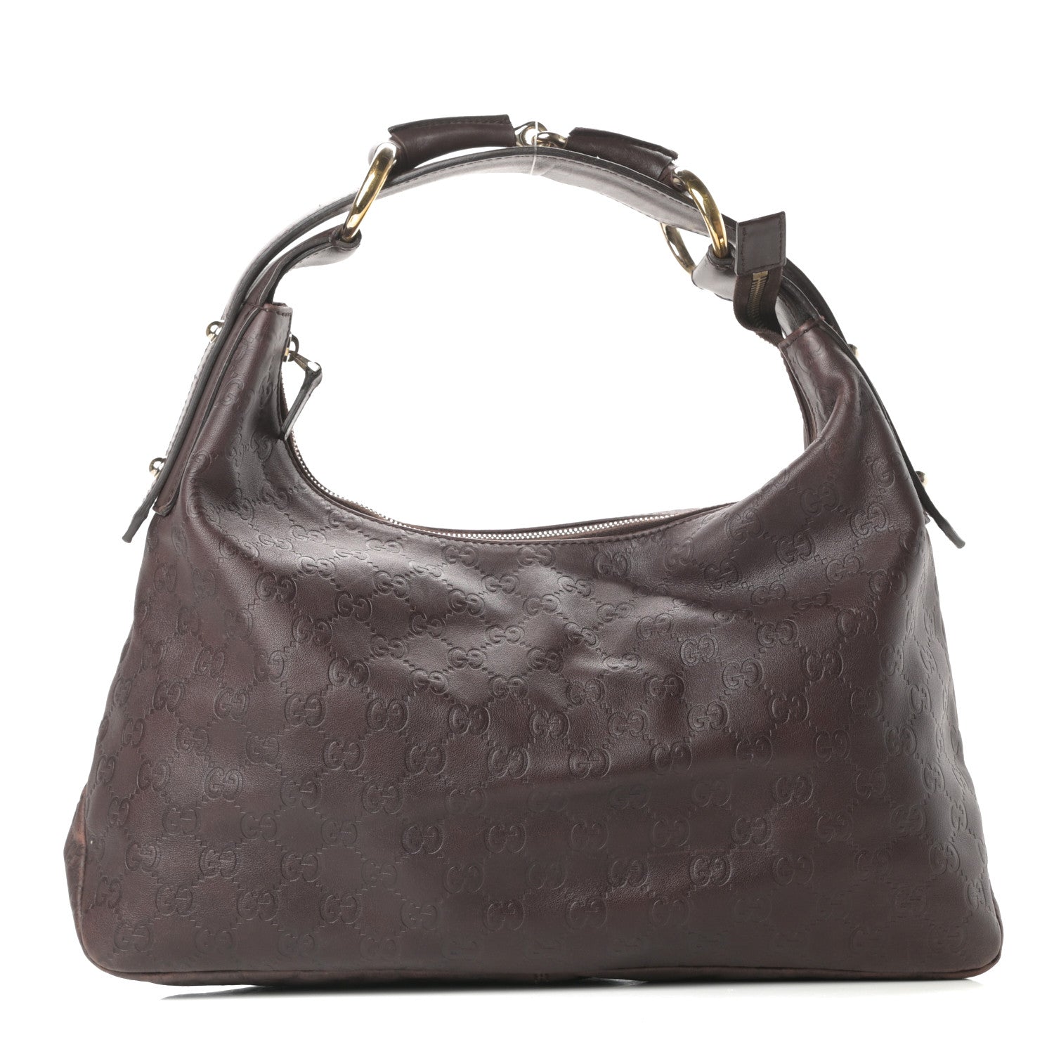 Gucci Guccissima Medium Horsebit Chain Hobo Dark Brown 1 of 15
