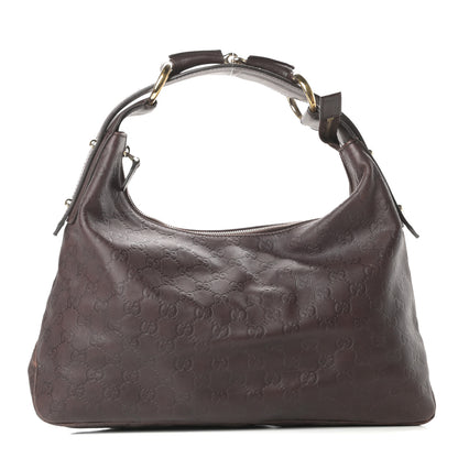 Gucci Guccissima Medium Horsebit Chain Hobo Dark Brown 1 of 15