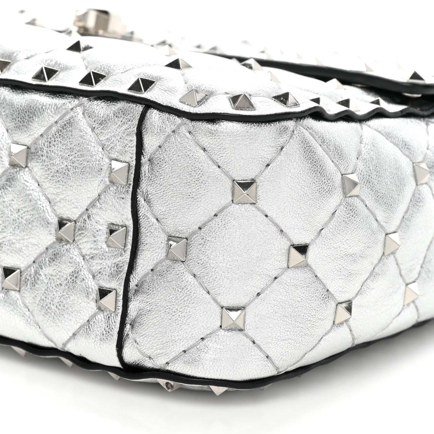 Valentino Garavani Metallic Nappa Medium Rockstud Spike Shoulder Bag Silver 8 of 10