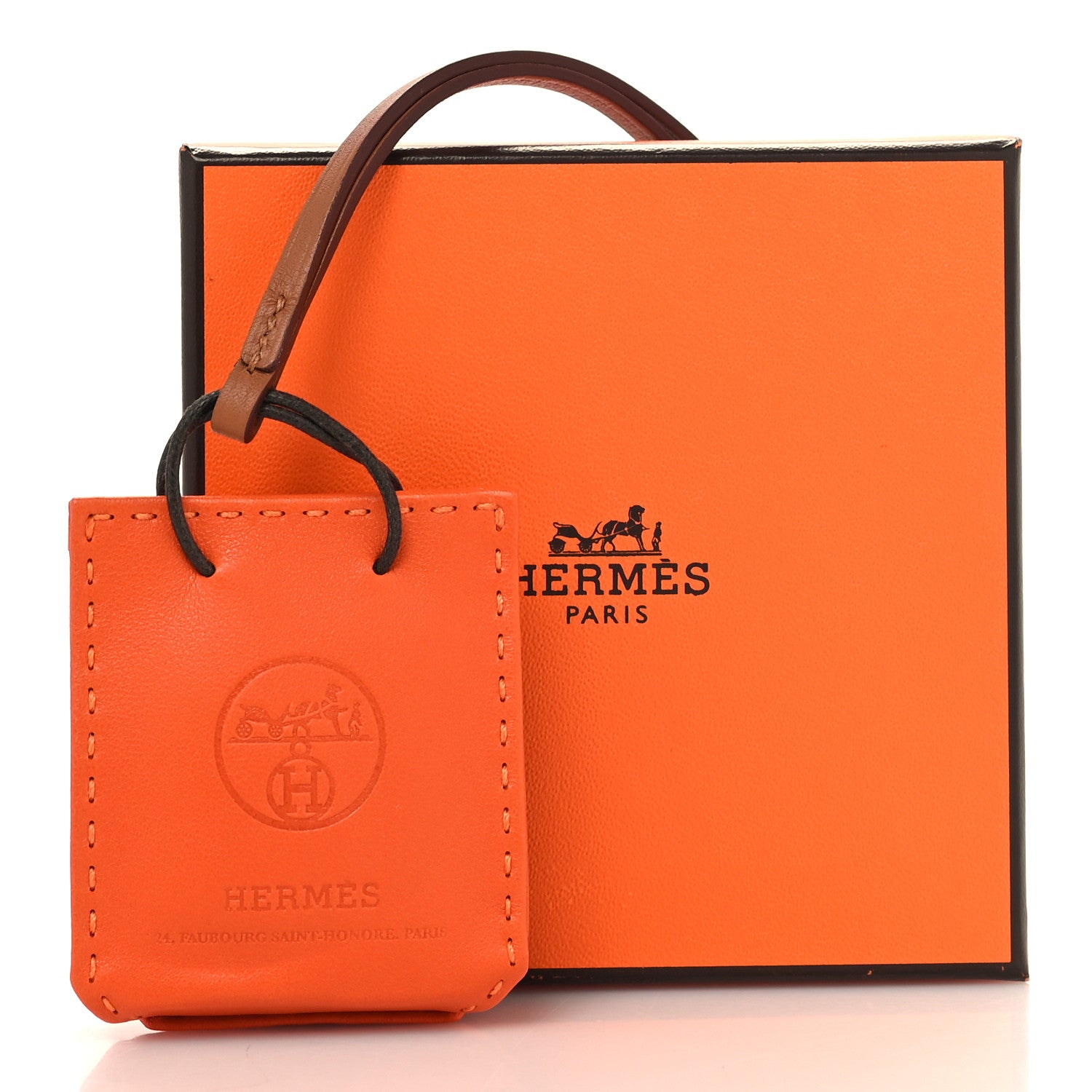 Hermes Milo Lambskin Swift Shopping Bag Charm Feu Gold 4 of 4