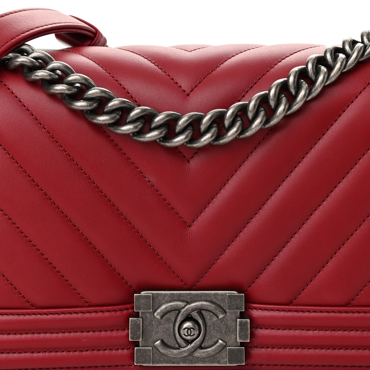Chanel Calfskin Chevron Quilted Medium Boy Flap Dark Red 8 of 14