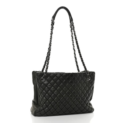 Chanel Lambskin Quilted Medium New Bubble North South Tote Black 2 of 9