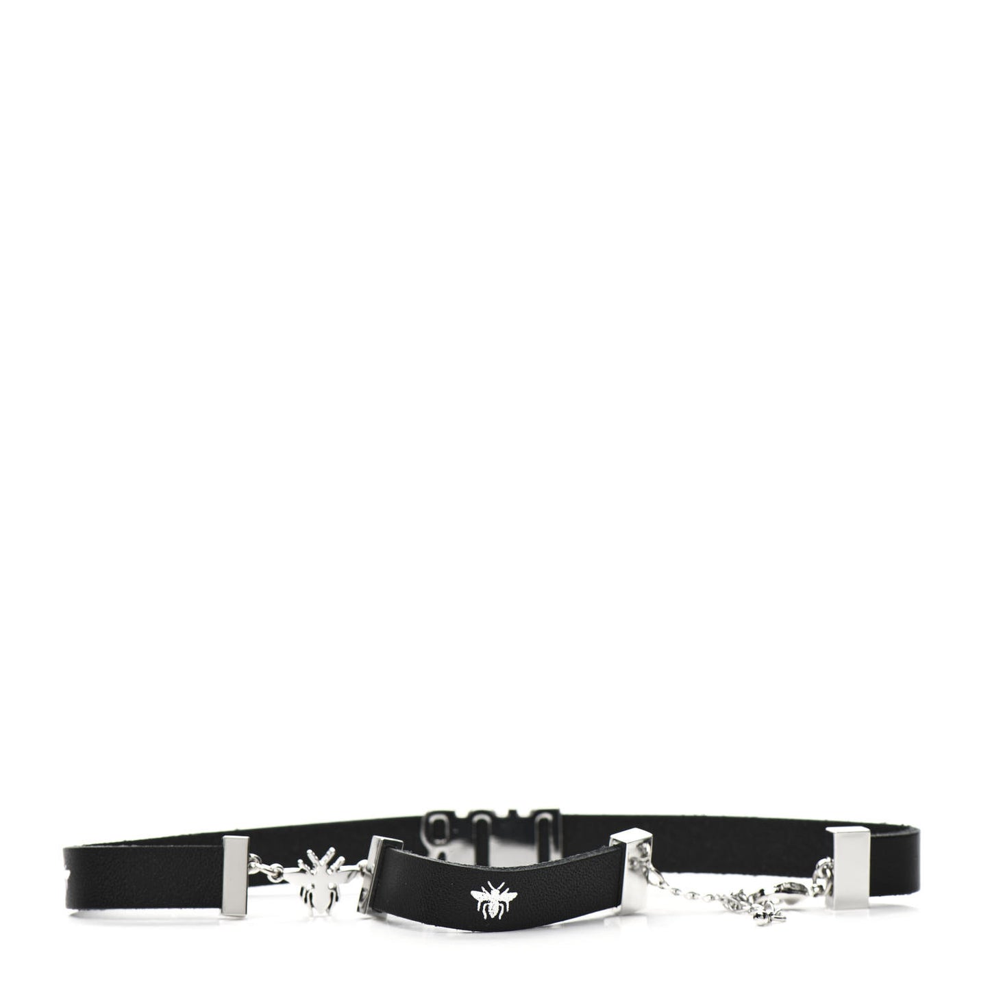Calfskin Dior Bee Double Bracelet Black
