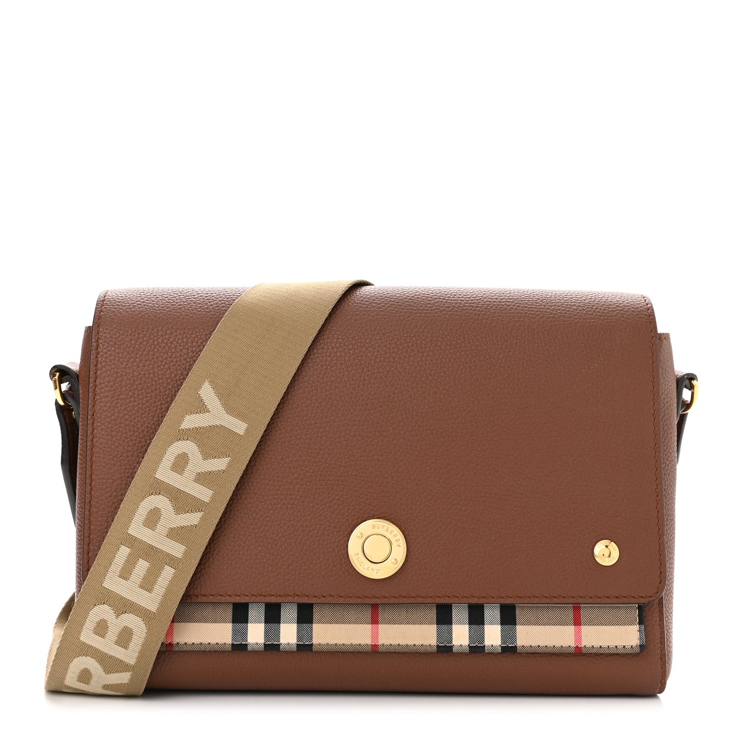 Calfskin Vintage Check Note Crossbody Bag Tan