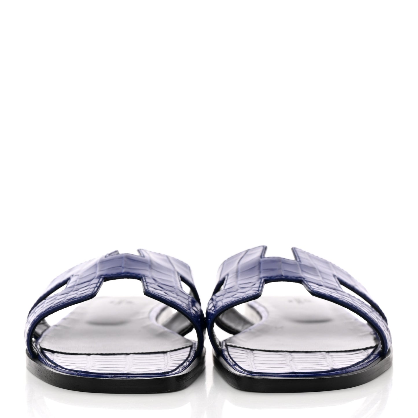 Shiny Alligator Oran Sandals 40 Bleu Electrique