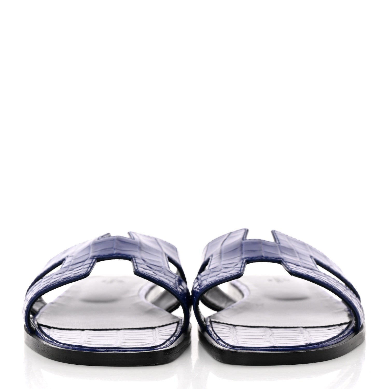 Hermes Shiny Alligator Oran Sandals 40 Bleu Electrique 2 of 10