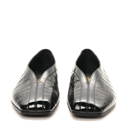 Chanel Patent Calfskin Crocodile Embossed Ballet Flats 36.5 Black 7 of 20