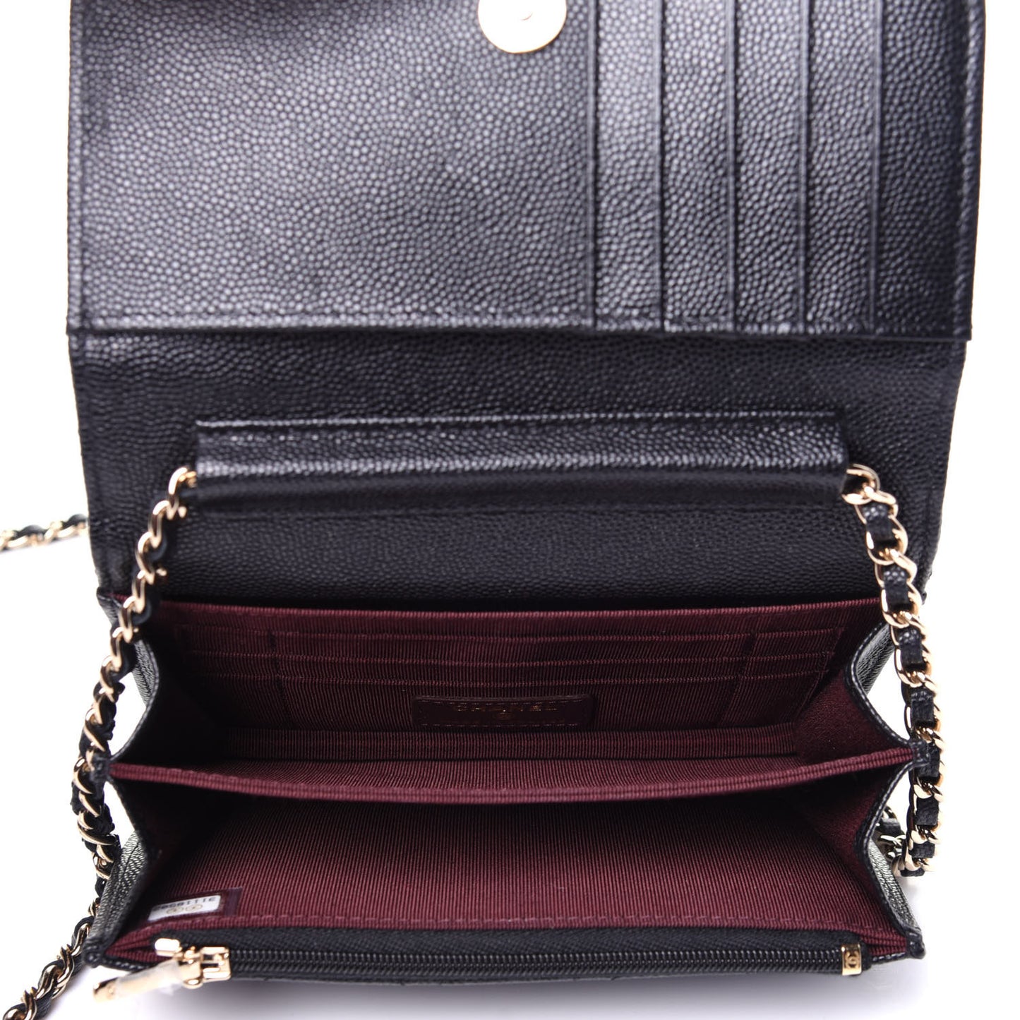 Caviar Quilted Mini Wallet On Chain WOC Black