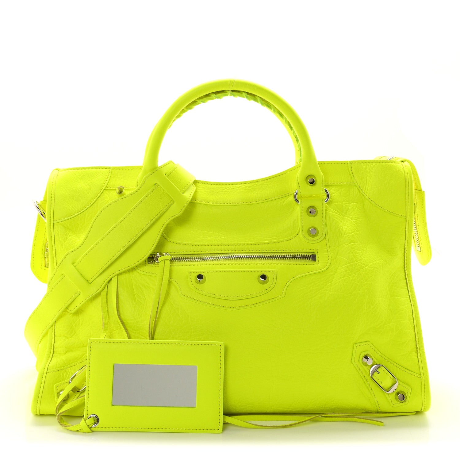Balenciaga Agneau Classic Silver Hardware City Jaune Fluo 3 of 11