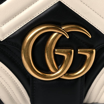 Gucci Calfskin Matelasse Medium GG Marmont Shoulder Bag Black White 23 of 24
