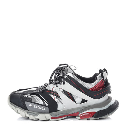 Balenciaga Mesh Nylon Metallic Fabric Mens Track Sneakers 44 Gris Rouge Black 1 of 7