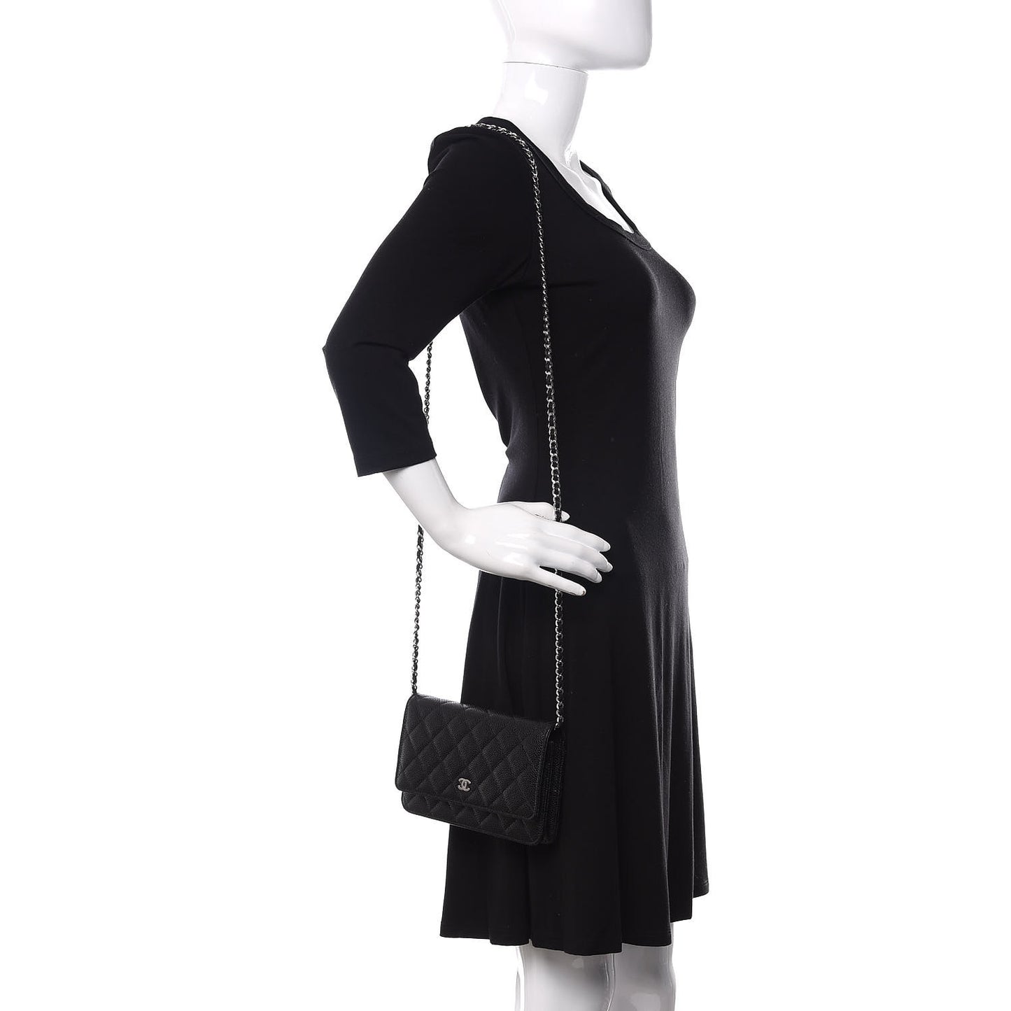 Caviar Quilted Wallet On Chain WOC Black