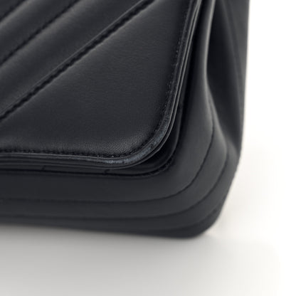 Chanel Calfskin Chevron Quilted Small Statement Flap Navy Blue 11 of 13