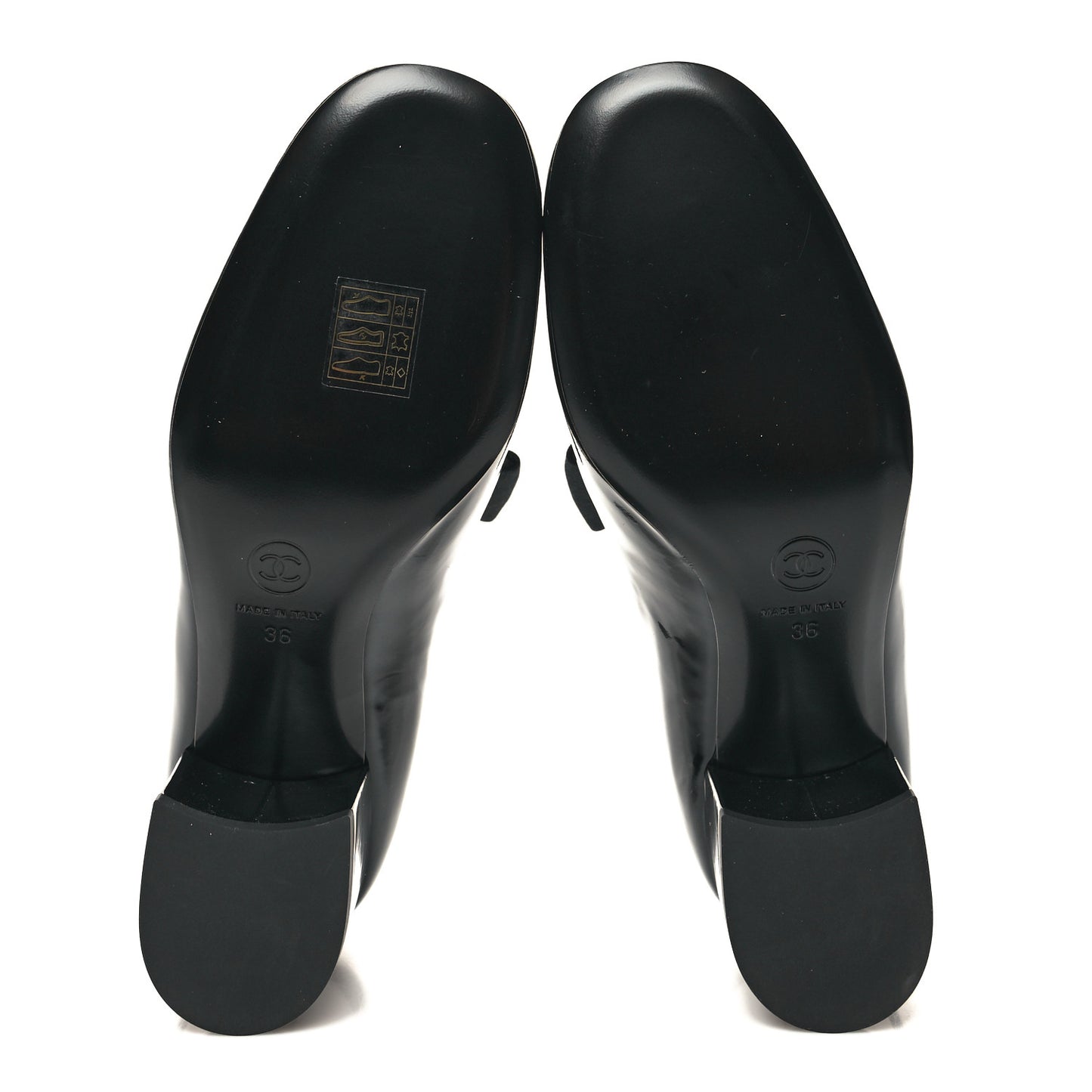Patent Calfskin Grosgrain CC Mary Jane Pumps 36 Black