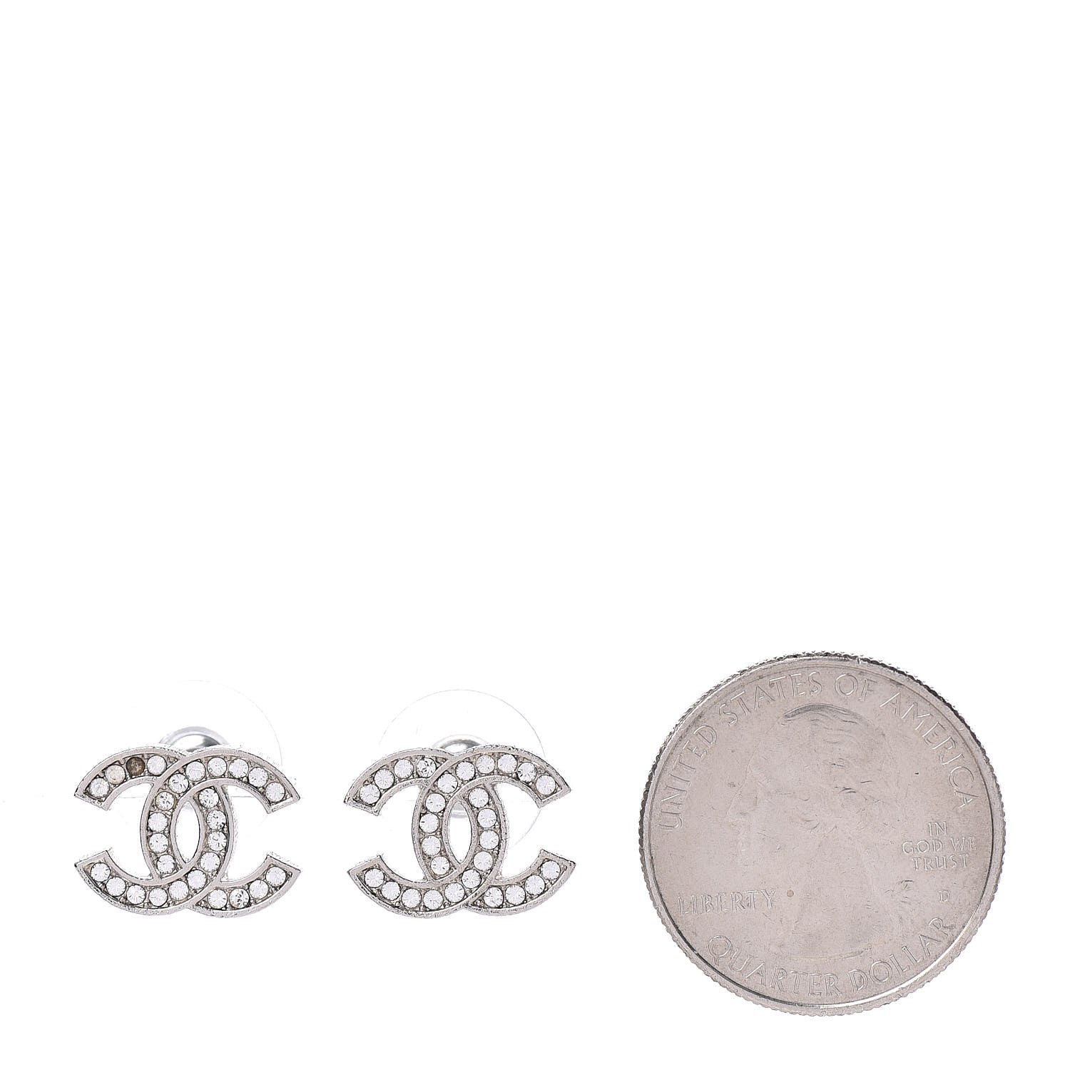 Chanel Crystal CC Earrings Silver 2 of 4