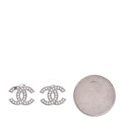Chanel Crystal CC Earrings Silver 2 of 4