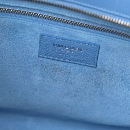 Saint Laurent Grained Calfskin Small Rive Gauche Cabas Blue Clair 16 of 16