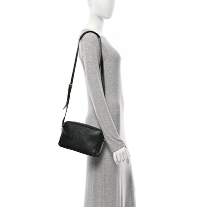 Prada Glace Calfskin Embossed Logo Crossbody Black 2 of 10