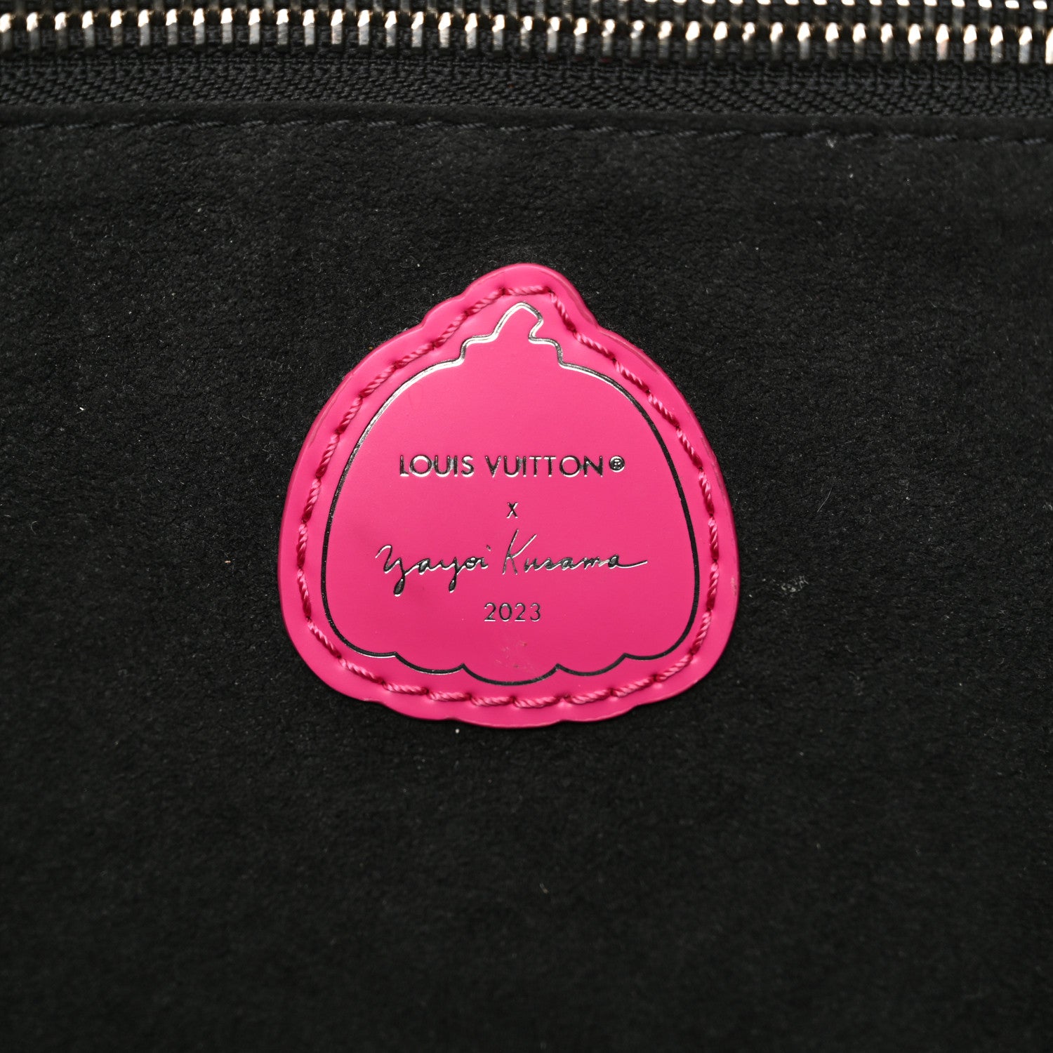 Louis Vuitton LV X YK Empreinte Infinity Dots Neverfull MM Black Fuchsia 7 of 13