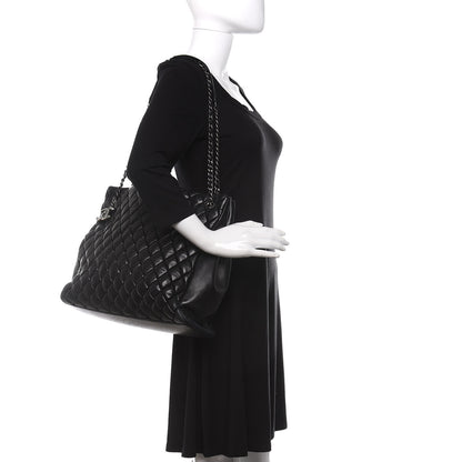 Chanel Lambskin Quilted Medium New Bubble North South Tote Black 2 of 10