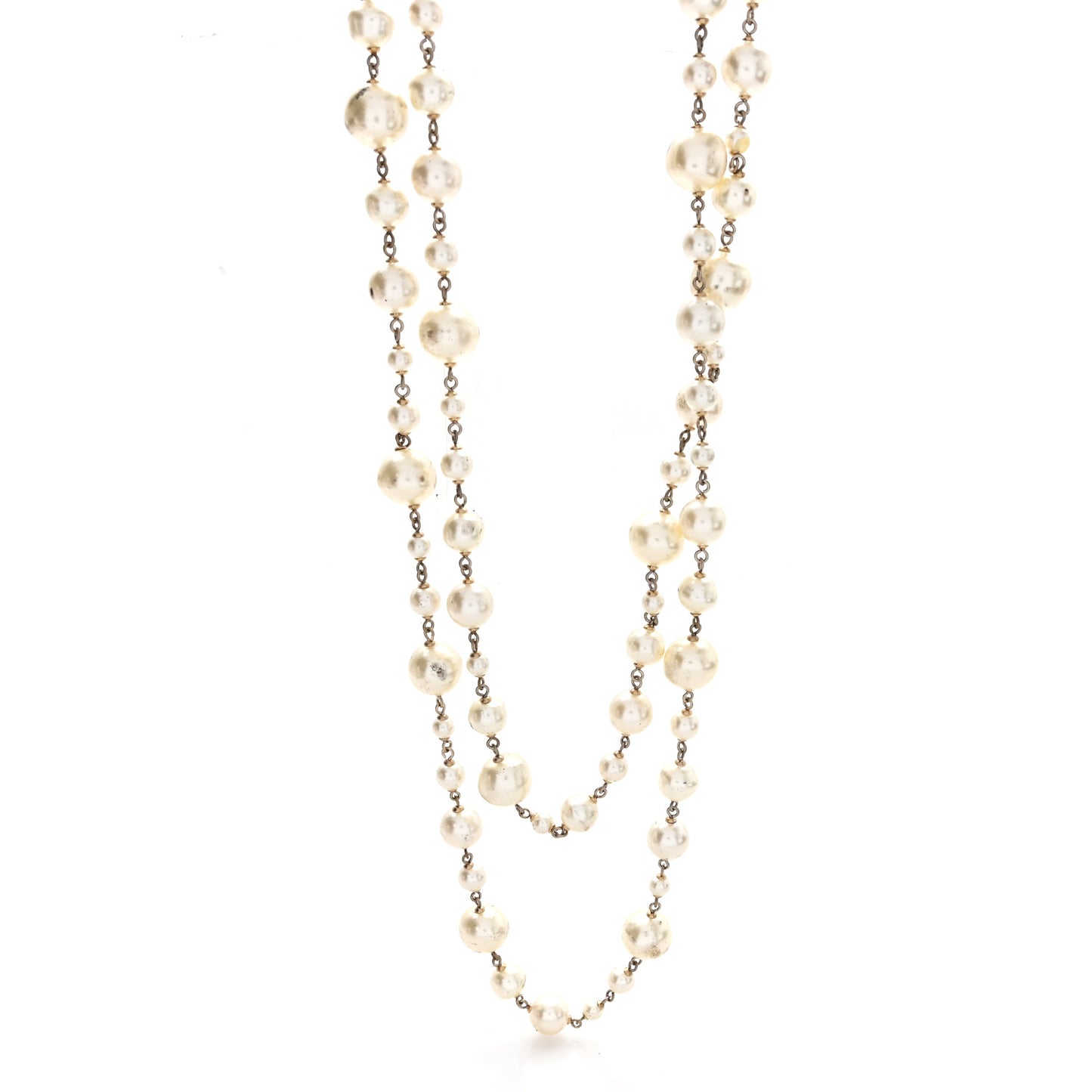 Pearl CC Long Necklace Gold