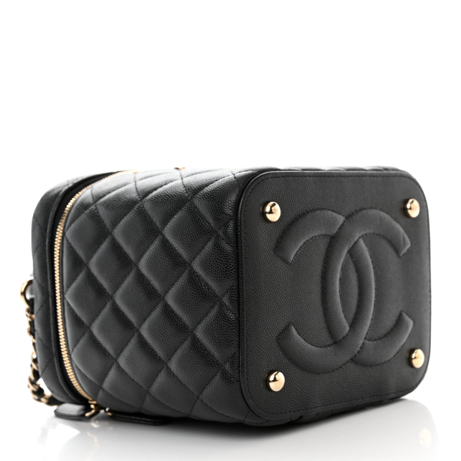 Chanel Caviar Quilted Small Top Handle Vanity Case With Chain Black 4 of 10