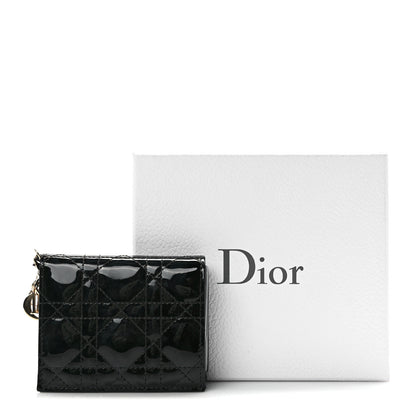 Christian Dior CHRISTIAN DIOR Patent Cannage Mini Lady Dior Wallet Black 7 of 7