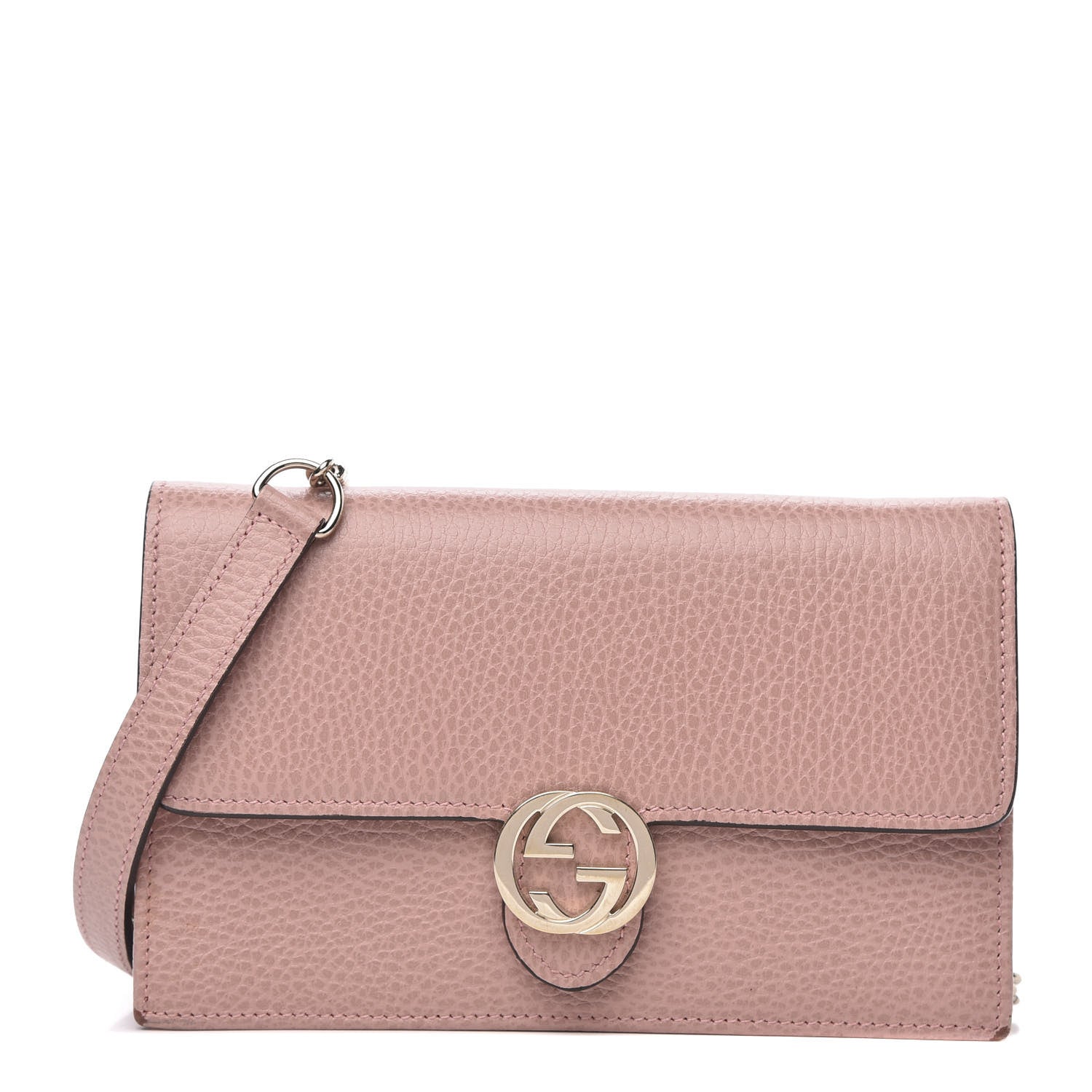 Gucci Dollar Calfskin Interlocking G Chain Wallet Soft Pink 1 of 9
