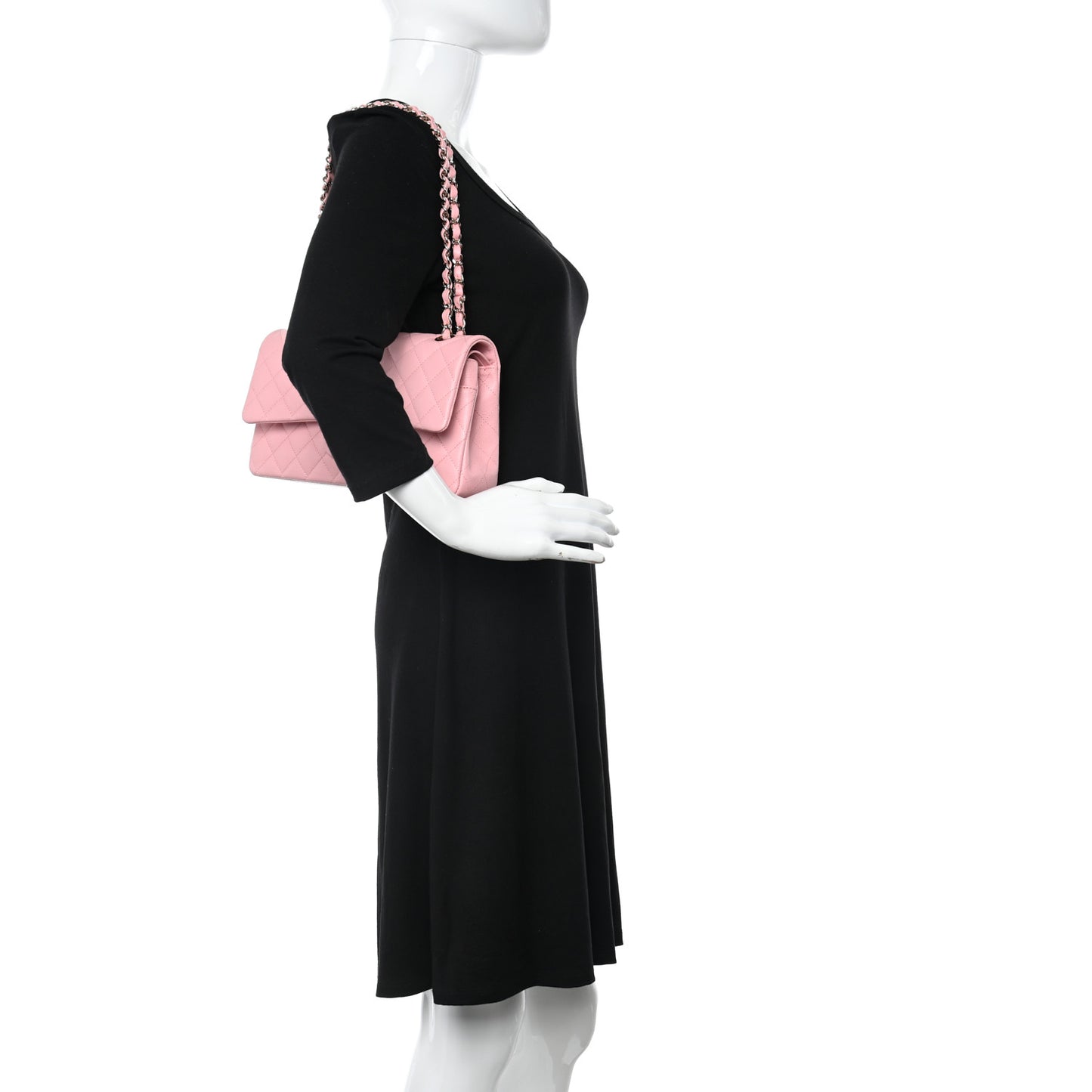 Caviar Quilted Medium Double Flap Pink