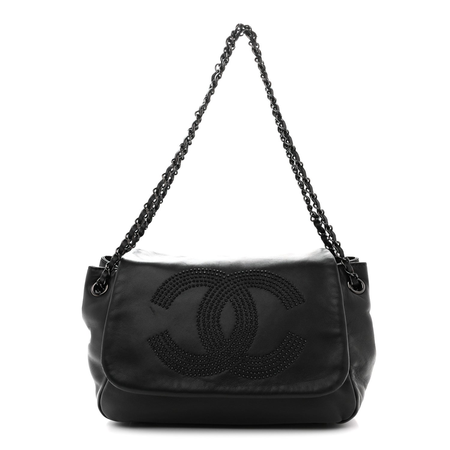 Chanel Lambskin Studded Accordion CC Flap Black 1 of 13