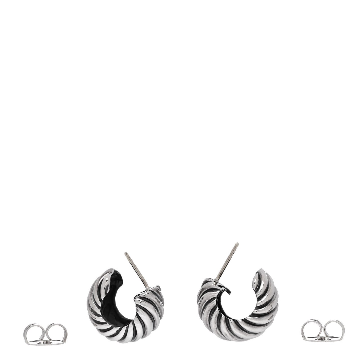 Sterling Silver Sculpted Cable Shrimp Earrings