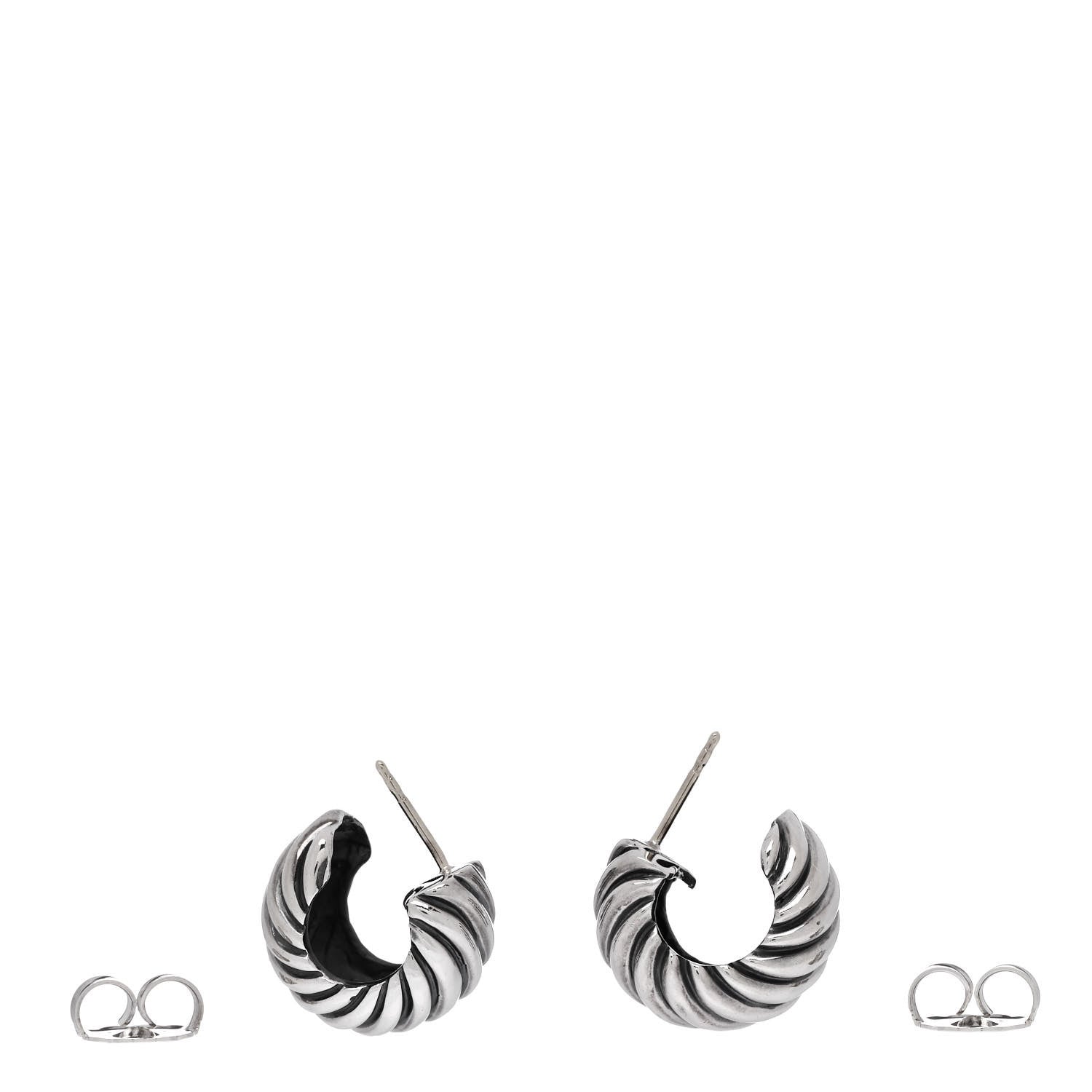 David Yurman Sterling Silver Sculpted Cable Shrimp Earrings 3 of 4