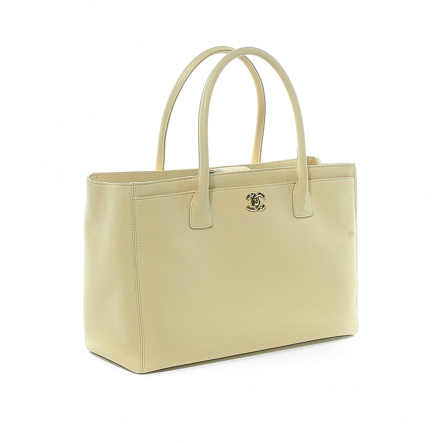 Calfskin Cerf Executive Shopper Tote Beige Clair