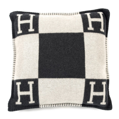 Hermes Wool Cashmere Avalon Pillow PM Ecru Gris Fonce 1 of 3