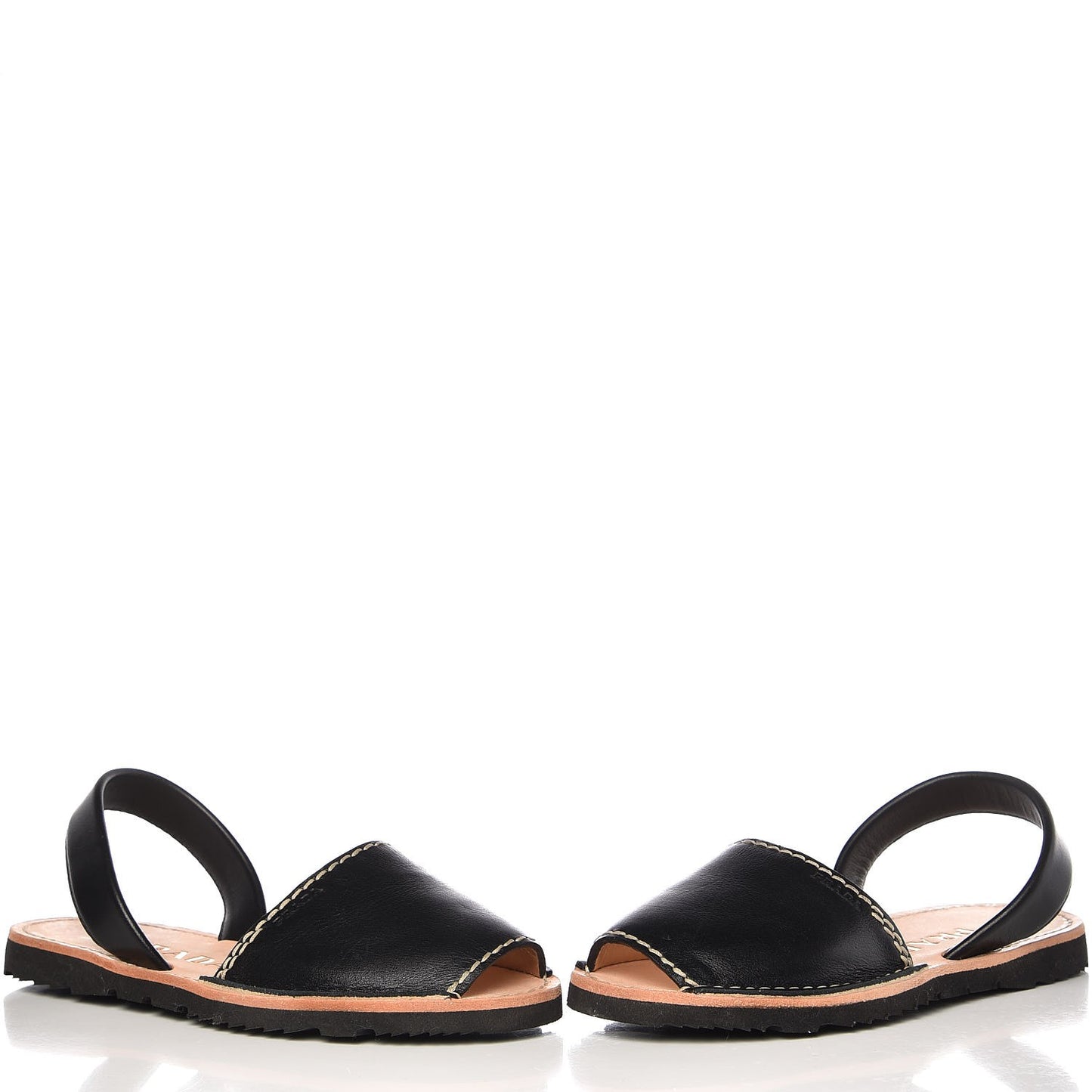 Vitello Slingback Flat Sandals 37 Black