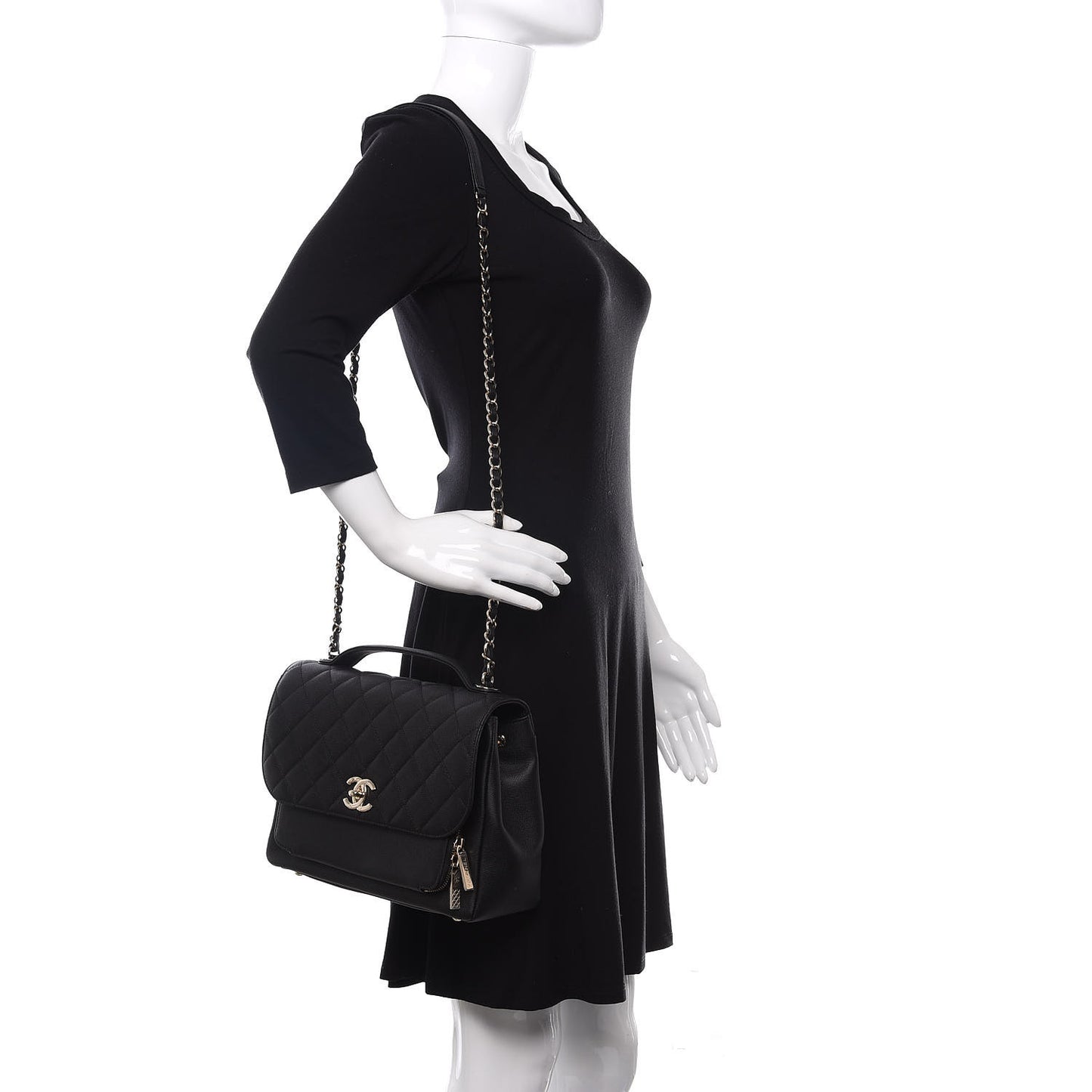 Caviar Quilted Large Business Affinity Flap Black