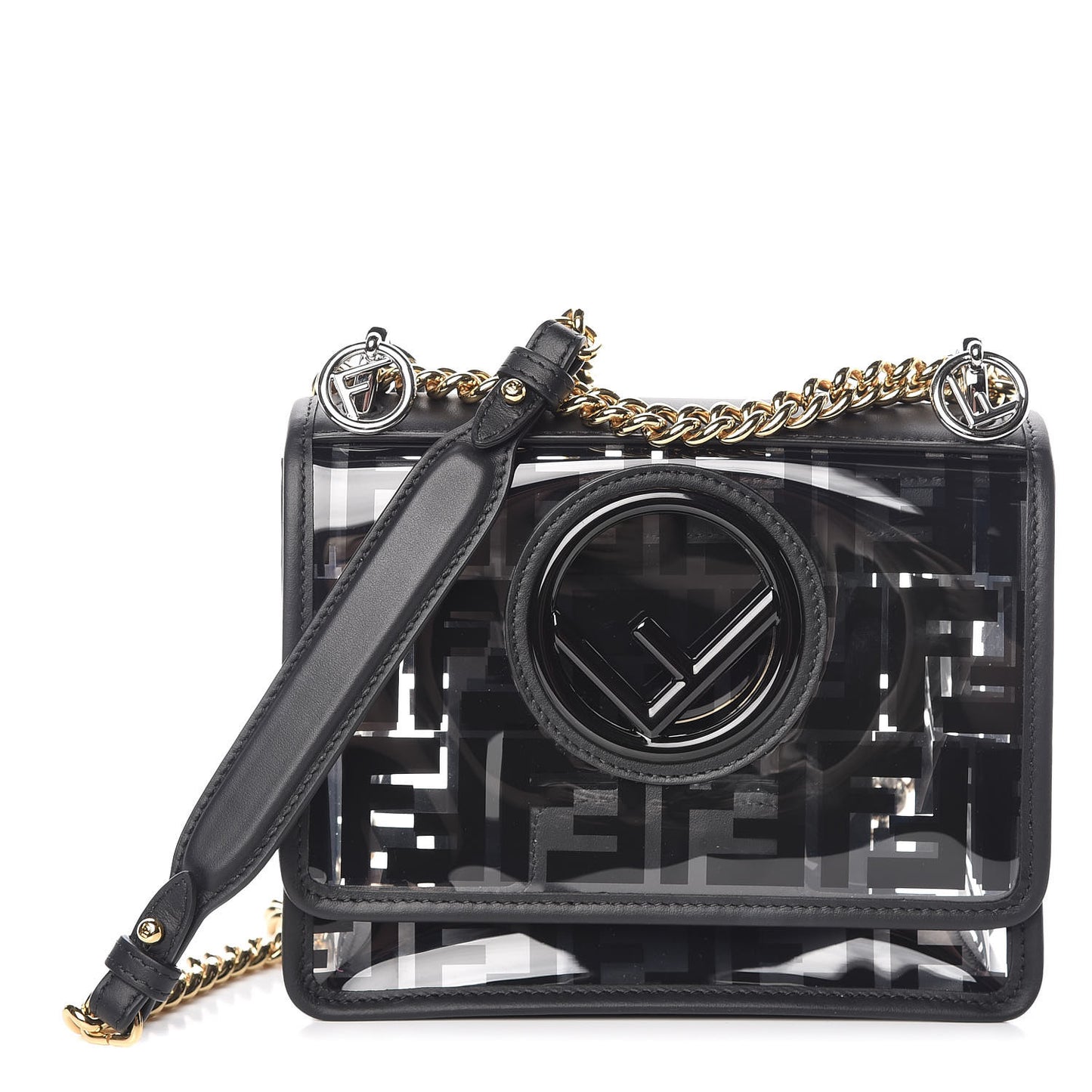TPU FF Vitello Century F is Fendi Small Kan I Shoulder Bag Black