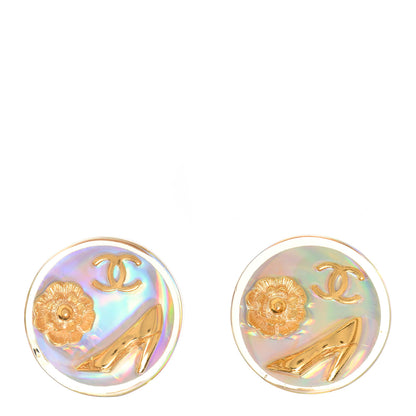 Chanel CC Clip On Button Earrings Gold 1 of 5