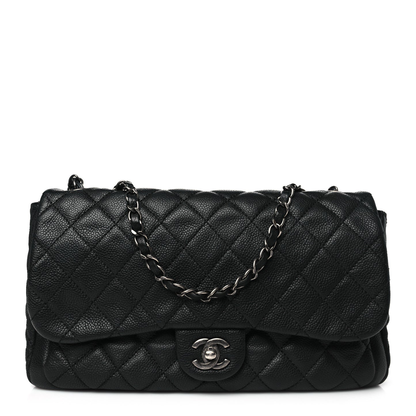 Caviar Quilted Large Now and Forever Flap Black