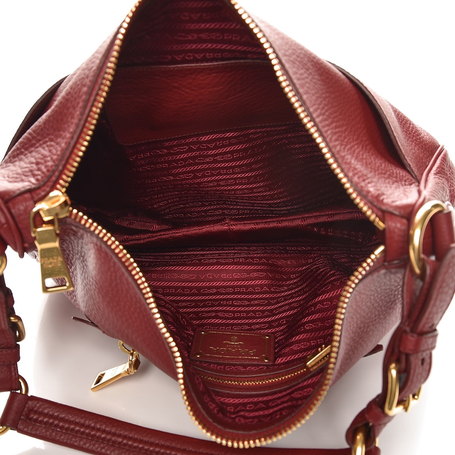 Prada Vitello Daino Sacca Hobo Rubino 5 of 9