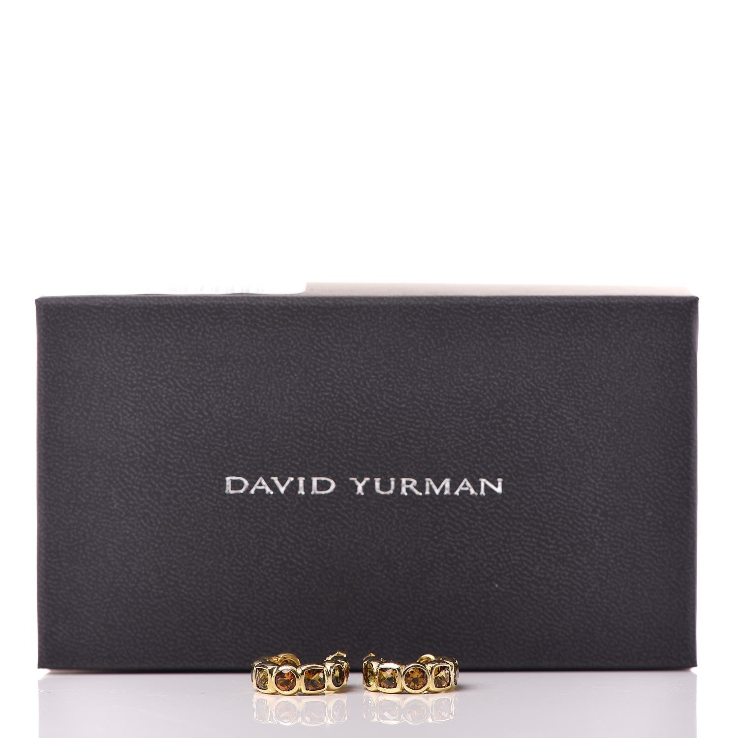 David Yurman 18K Yellow Gold Citrine Smoky Quartz Peridot Cushion Capri Eternity Hoop Earrings 5 of 5