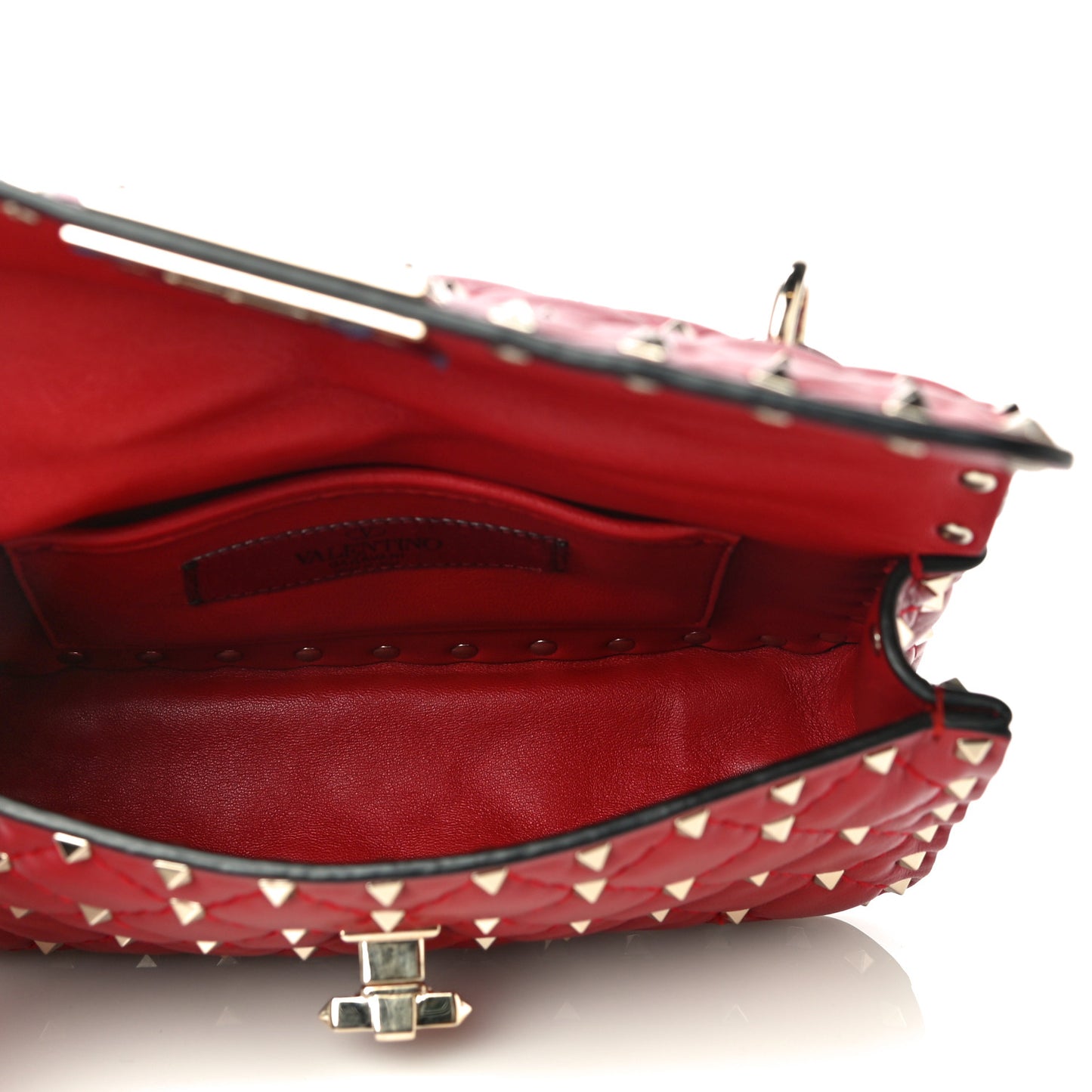 Nappa Small Rockstud Spike Shoulder Bag Rosso Valentino