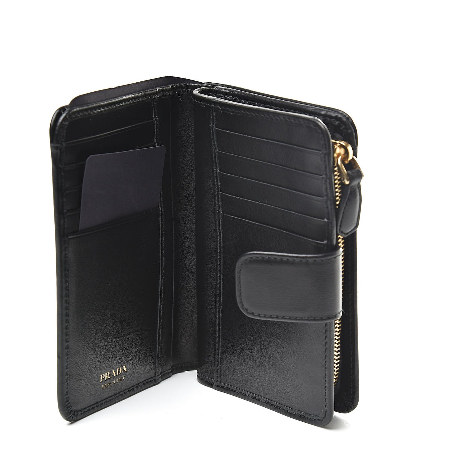 Soft Calfskin Studded Compact Wallet Black