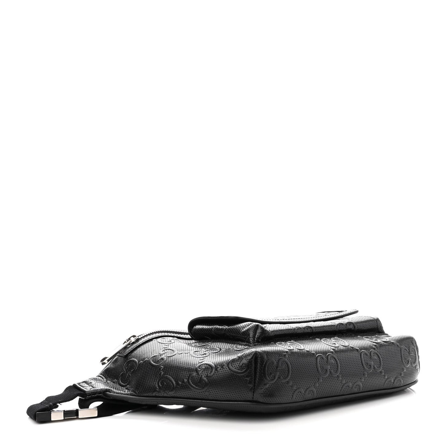 Calfskin GG Tennis Embossed Pocket Belt Bag Black