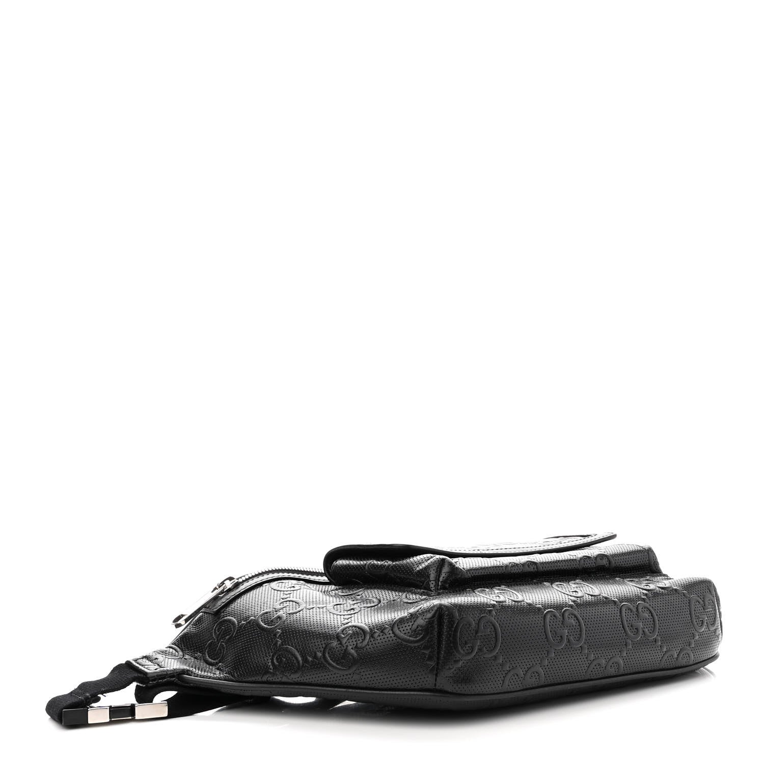 Gucci Calfskin GG Tennis Embossed Pocket Belt Bag Black 4 of 12