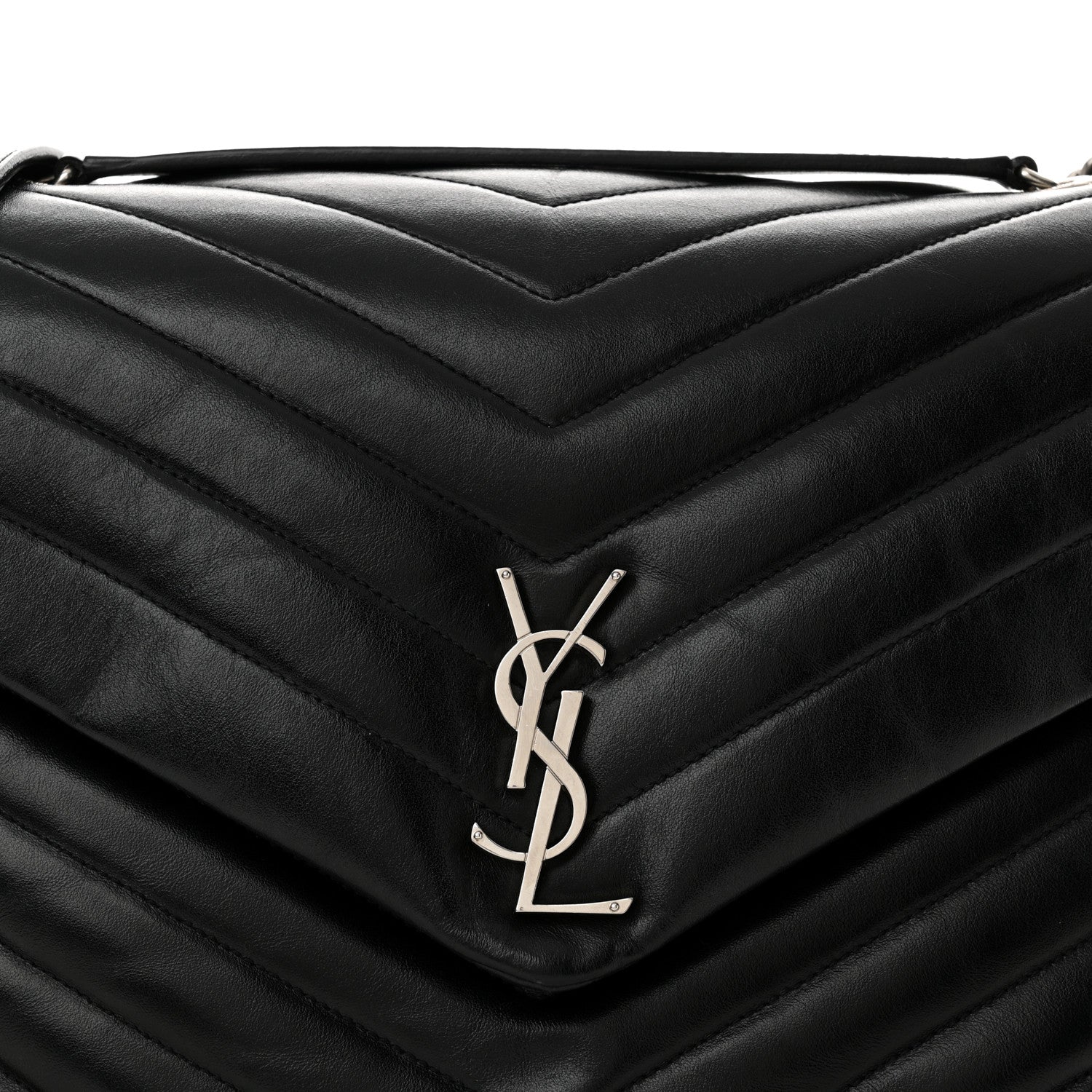 Saint Laurent Calfskin Y Quilted Monogram Large Loulou Chain Satchel Black 8 of 15